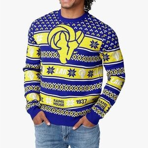 Los Angeles Rams Ugly Christmas Sweater NEW XL Blue Yellow FOCO NFL Football